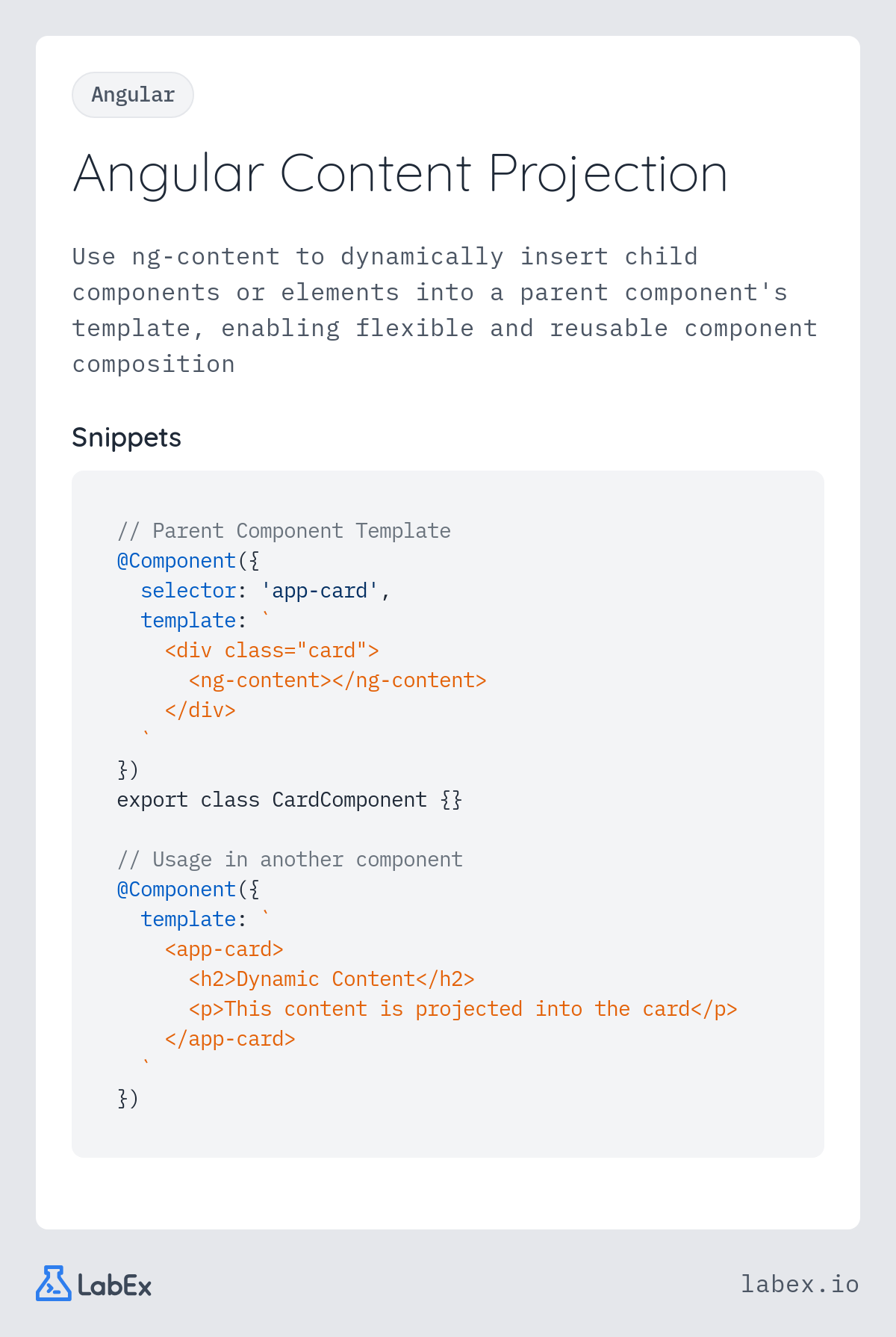 Angular Content Projection programming concept visualization