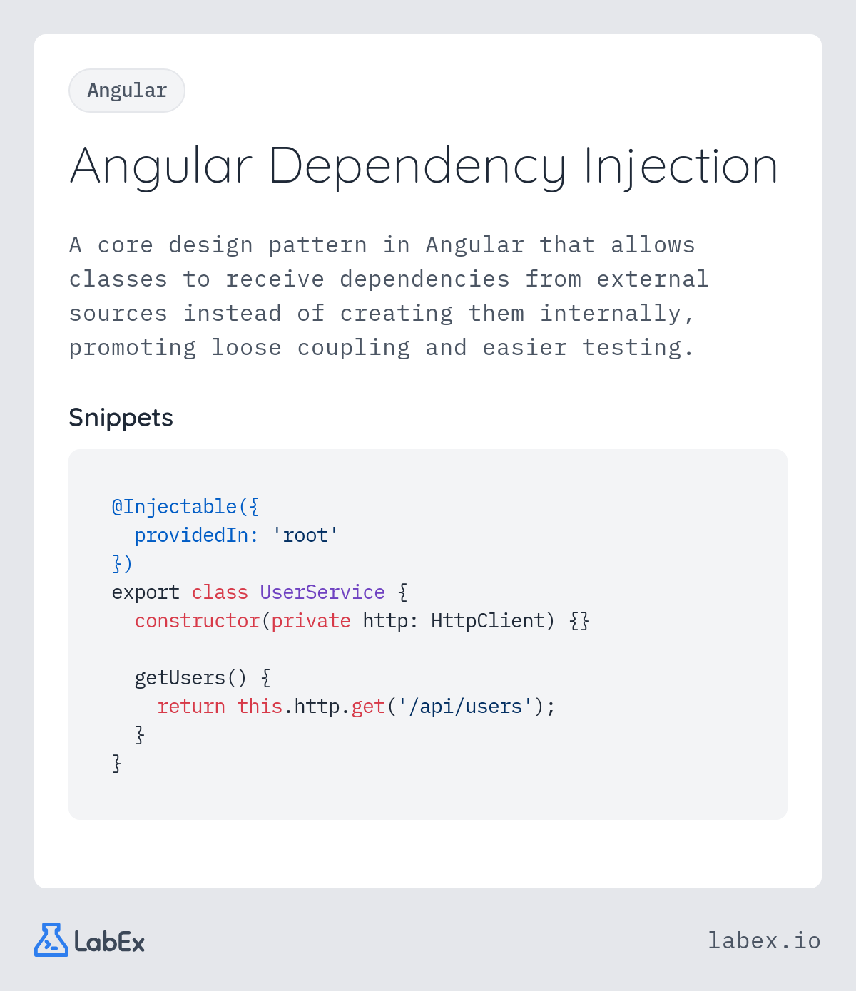 Angular Dependency Injection programming concept visualization