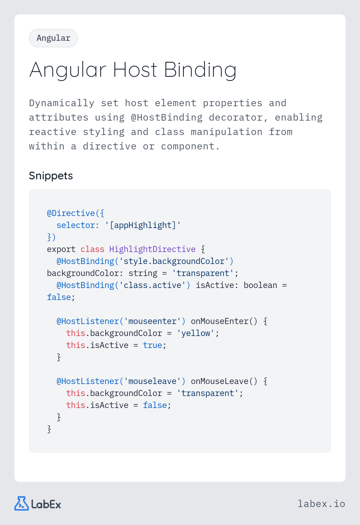 Angular Host Binding programming concept visualization