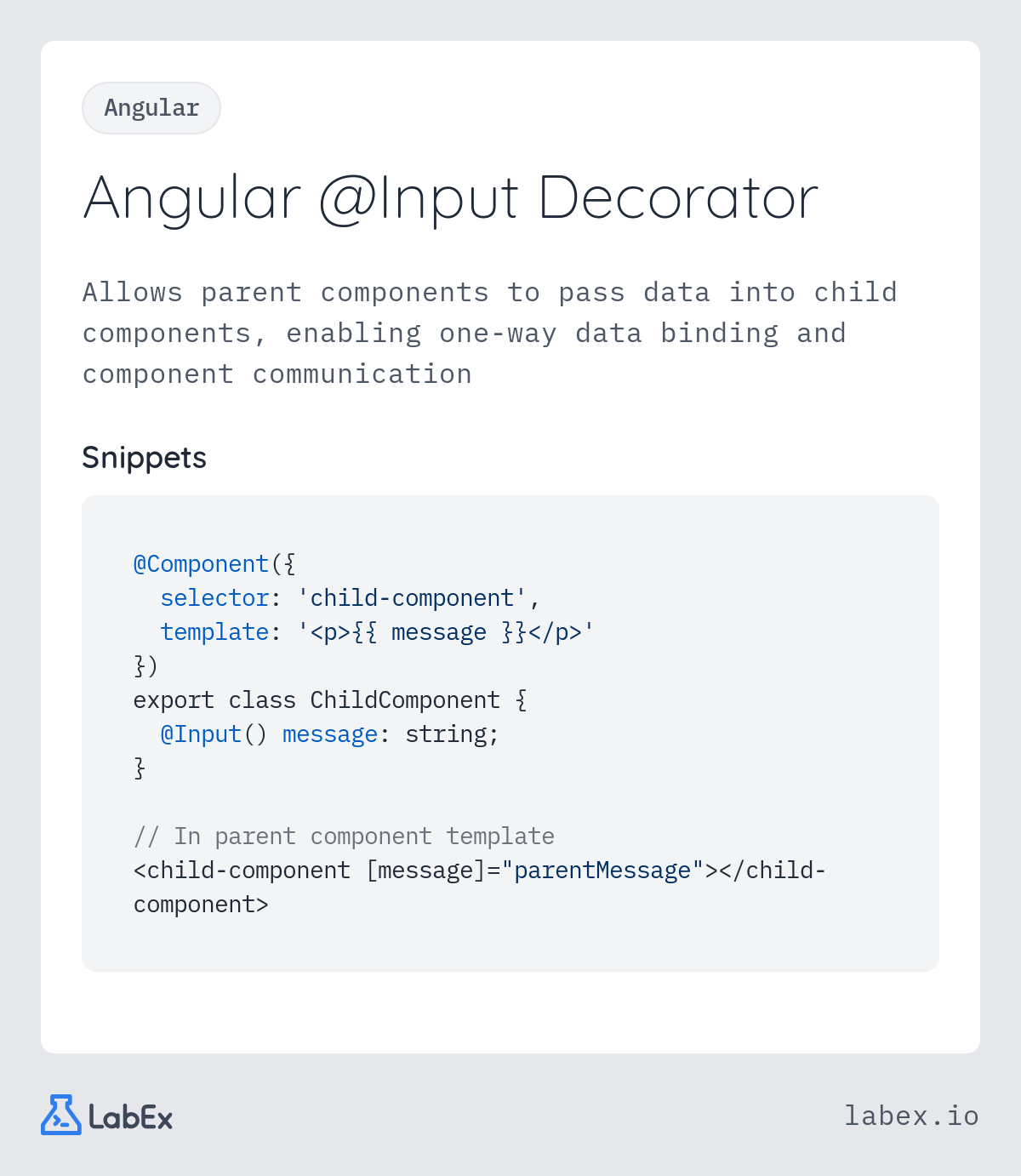 Angular @Input Decorator programming concept visualization