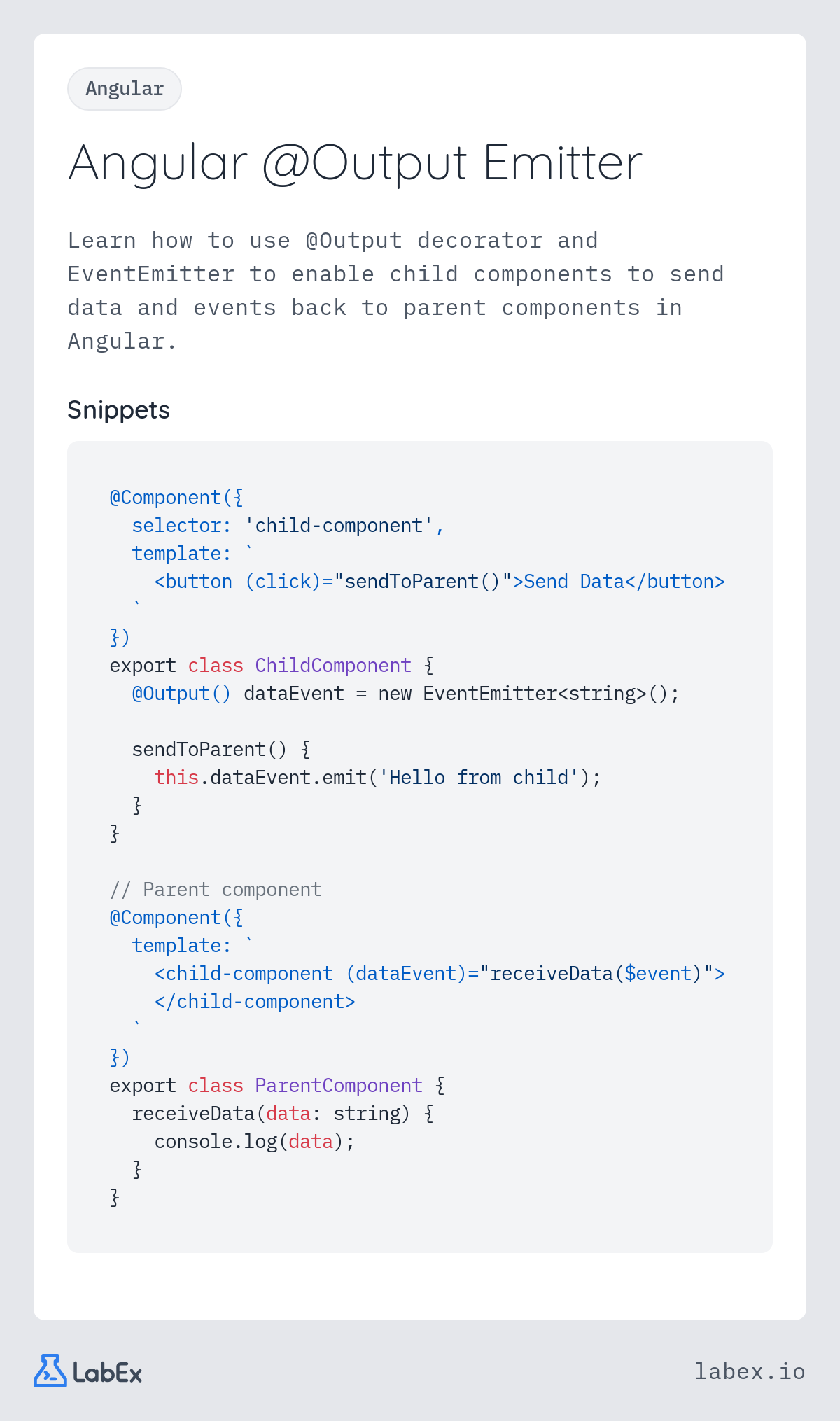 Angular @Output Emitter programming concept visualization