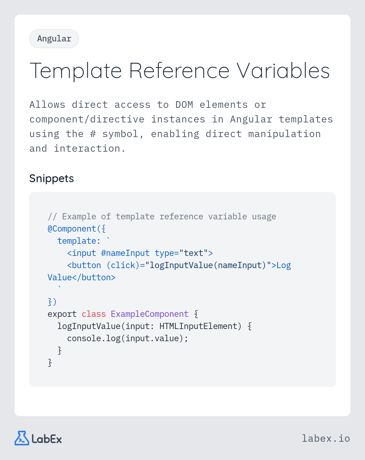 Template Reference Variables programming concept visualization