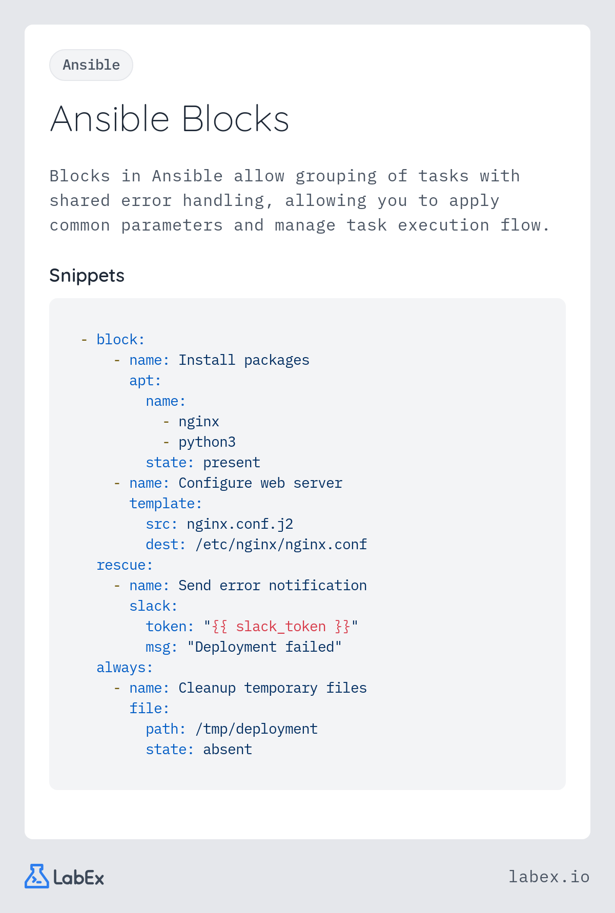 Ansible Blocks programming concept visualization