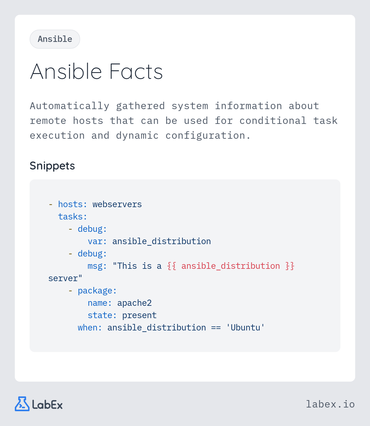 Ansible Facts programming concept visualization