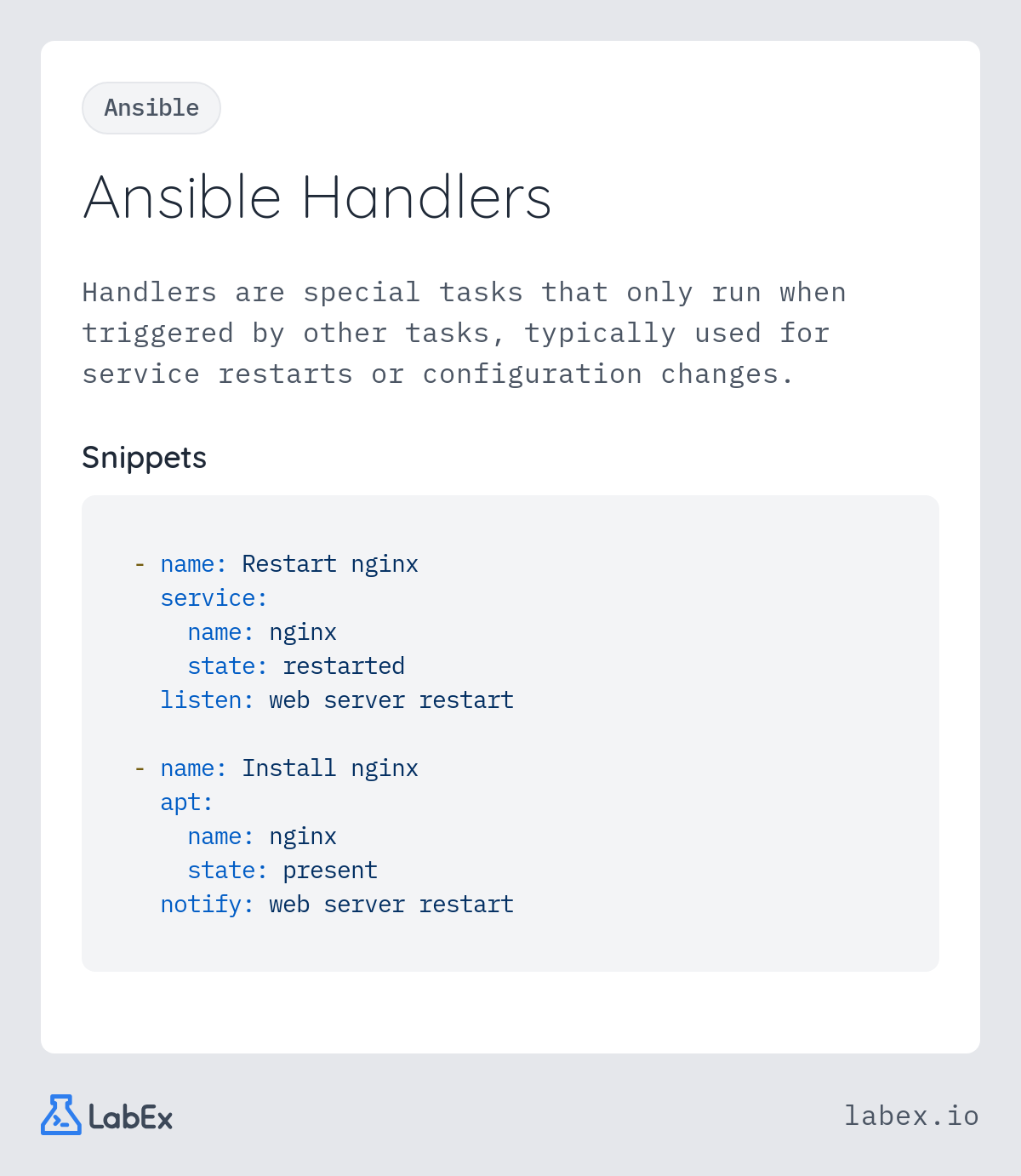 Ansible Handlers programming concept visualization