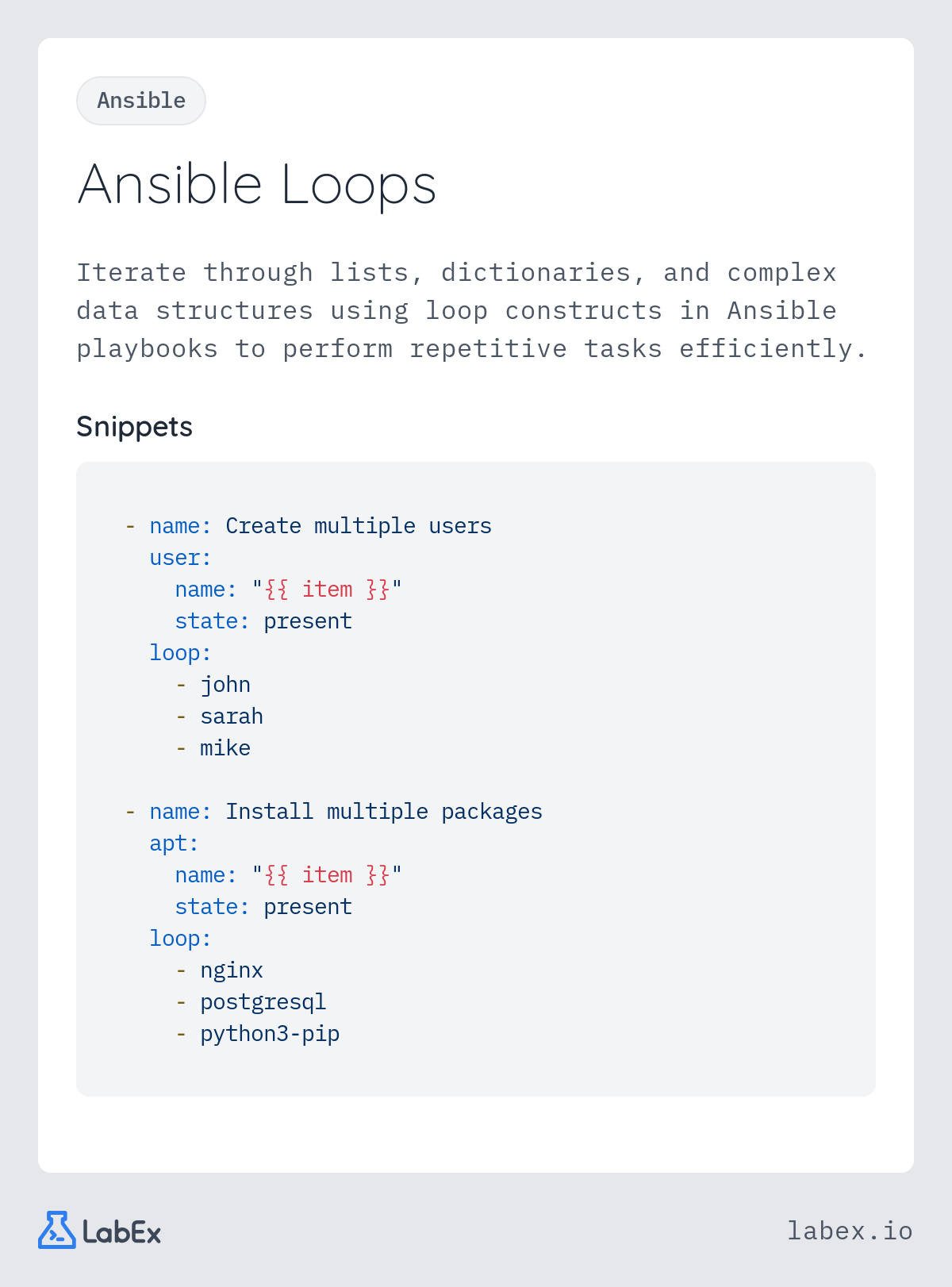 Ansible Loops programming concept visualization