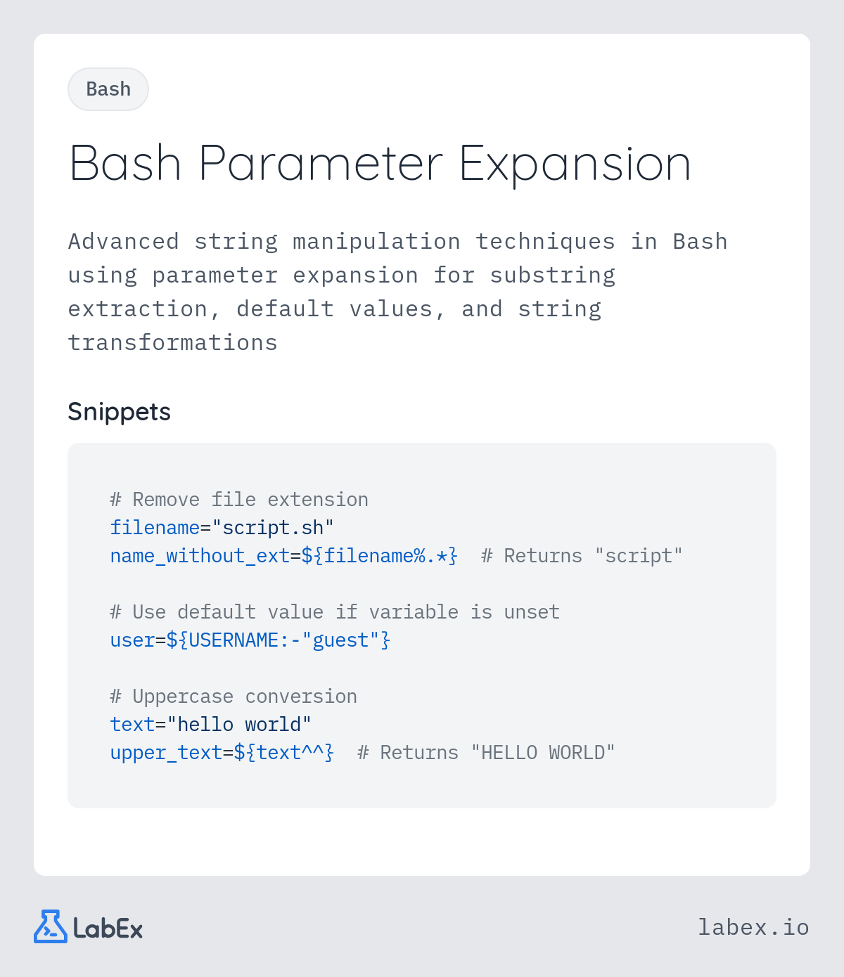 Bash Parameter Expansion programming concept visualization