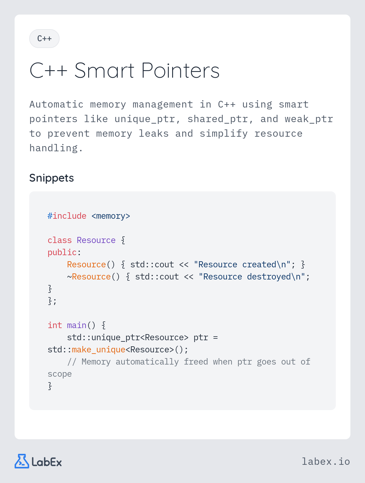 C++ Smart Pointers programming concept visualization