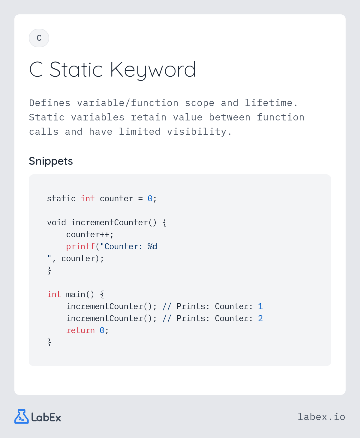 C Static Keyword programming concept visualization