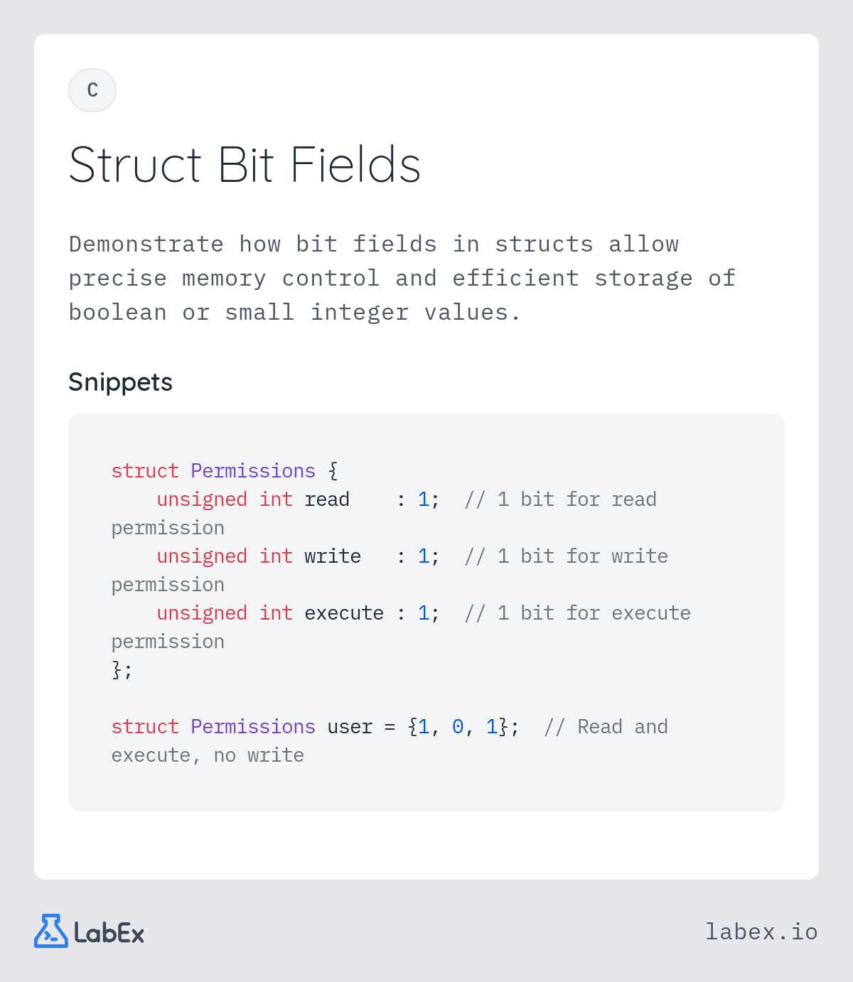 Struct Bit Fields programming concept visualization