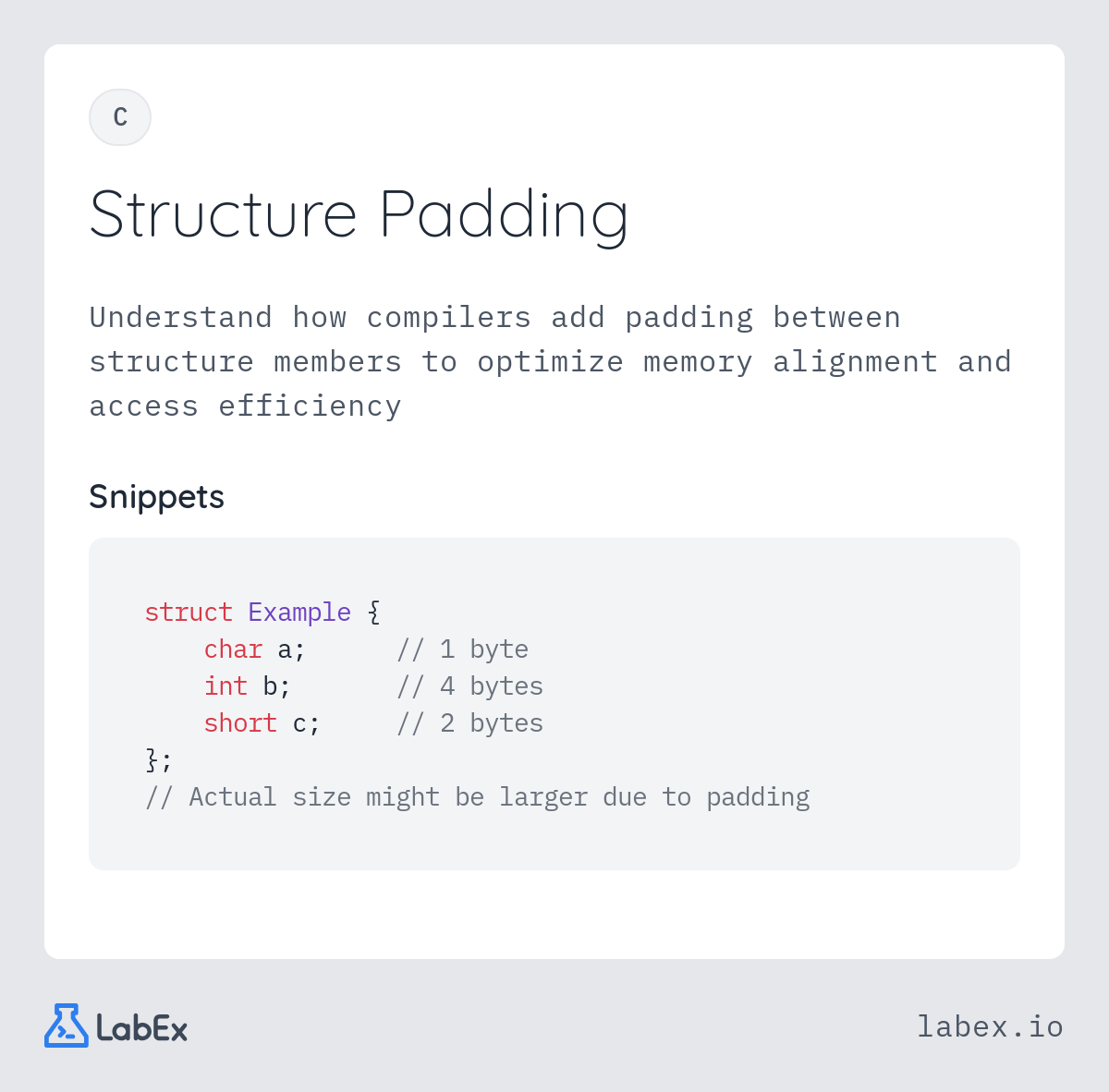 Structure Padding programming concept visualization