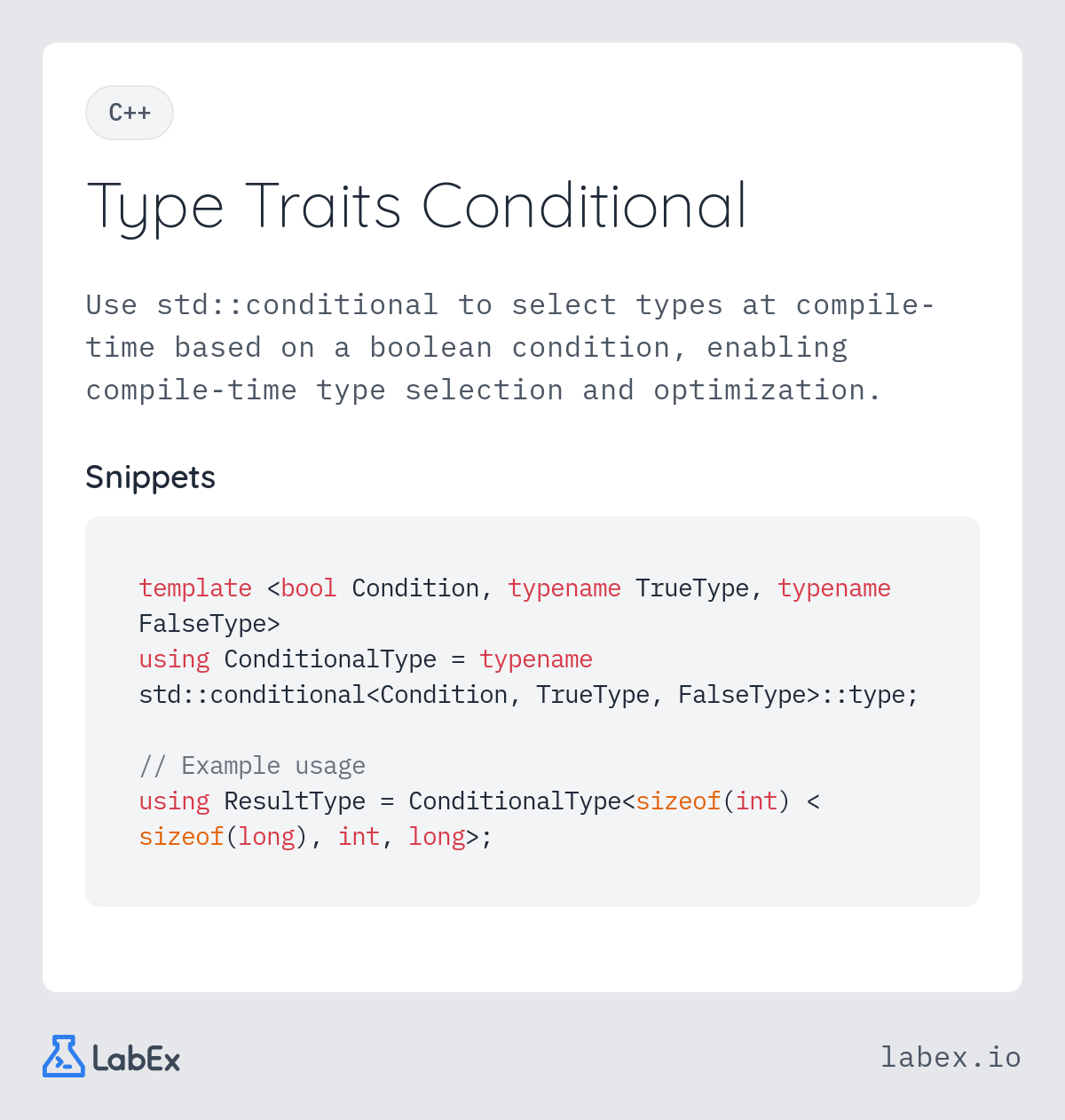 Type Traits Conditional programming concept visualization