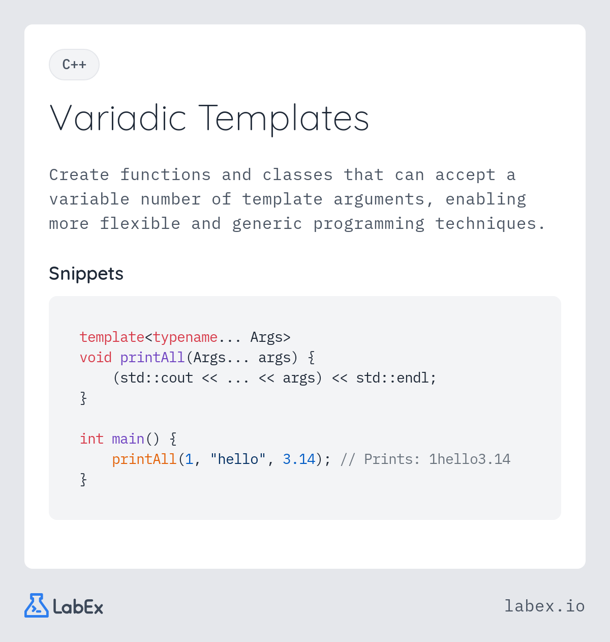 Variadic Templates programming concept visualization