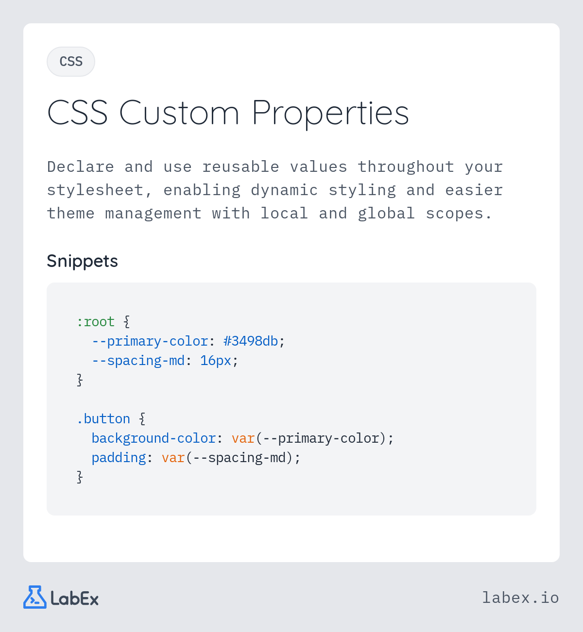 CSS Custom Properties programming concept visualization