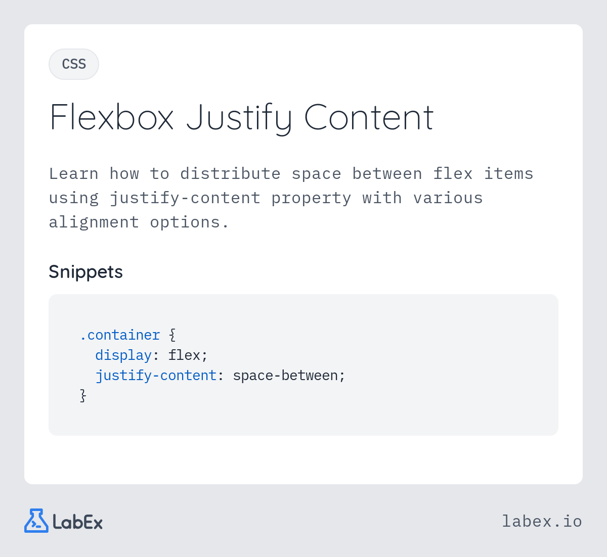 Flexbox Justify Content programming concept visualization