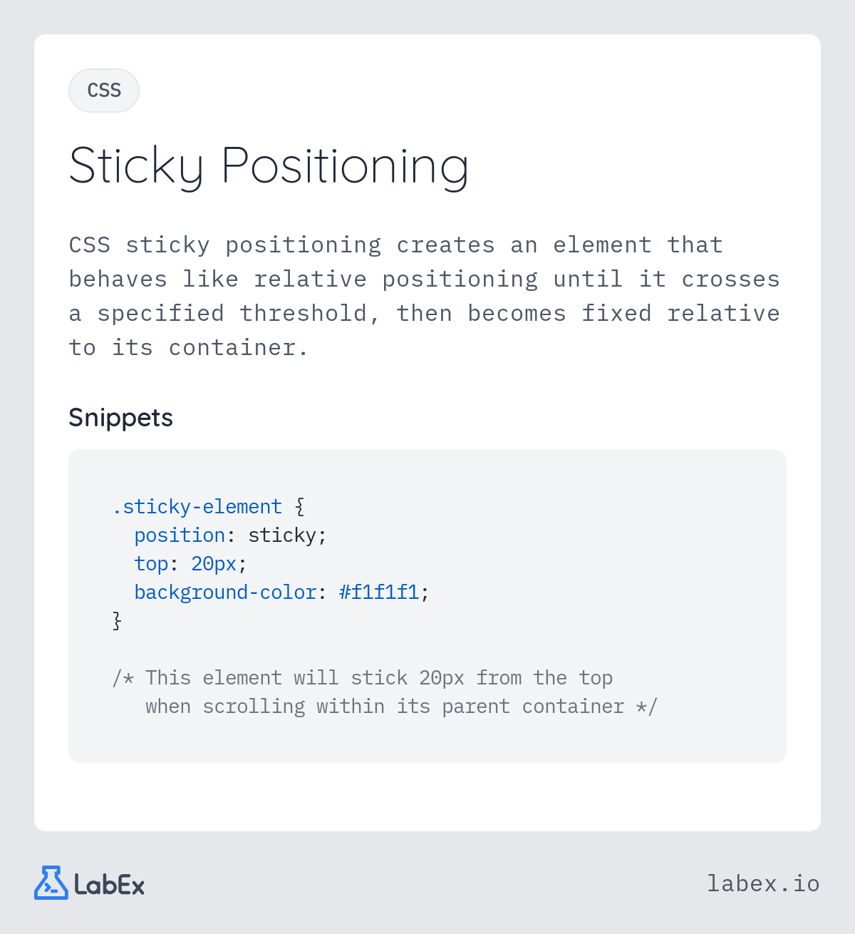 Sticky Positioning programming concept visualization