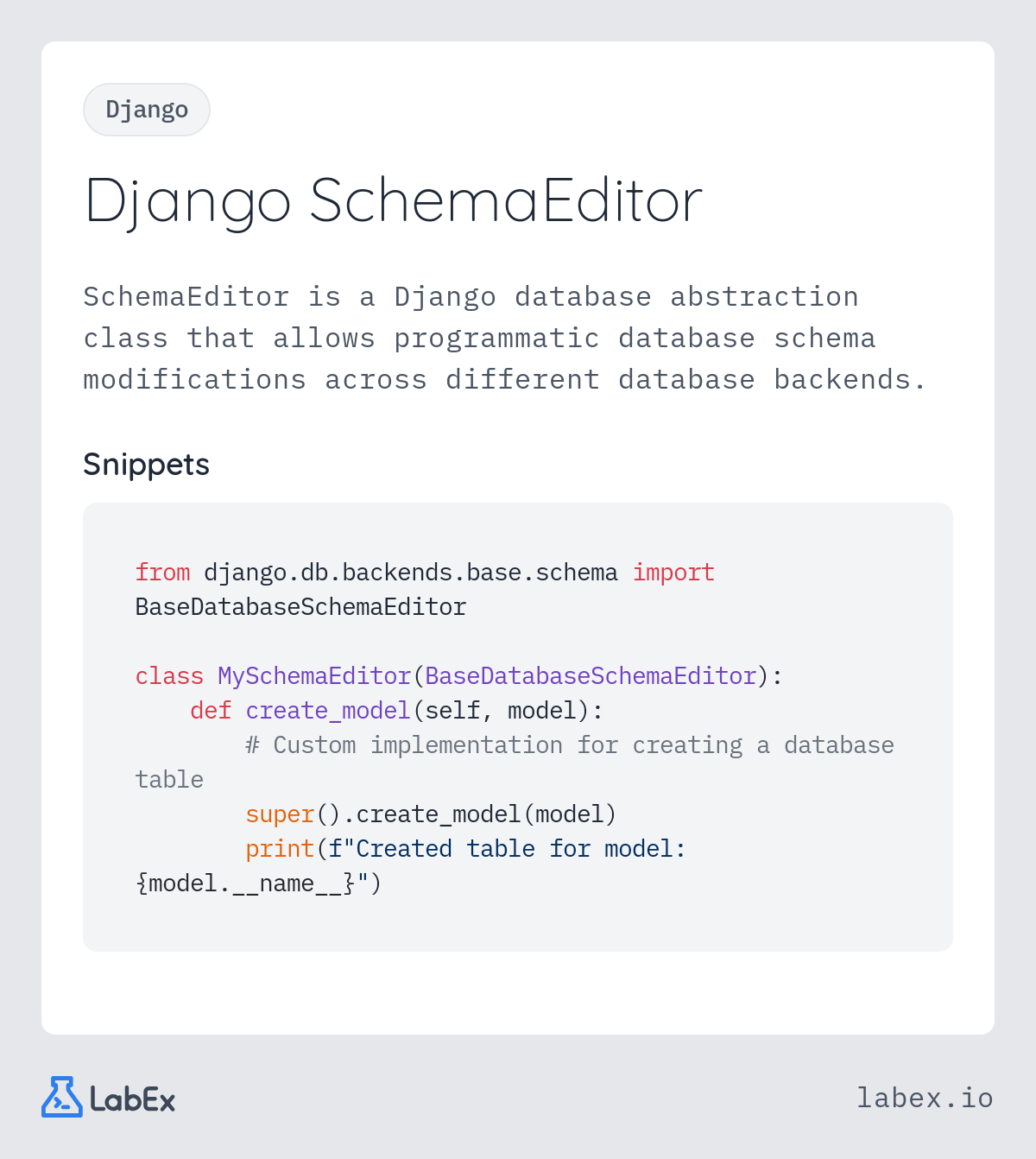 Django SchemaEditor programming concept visualization