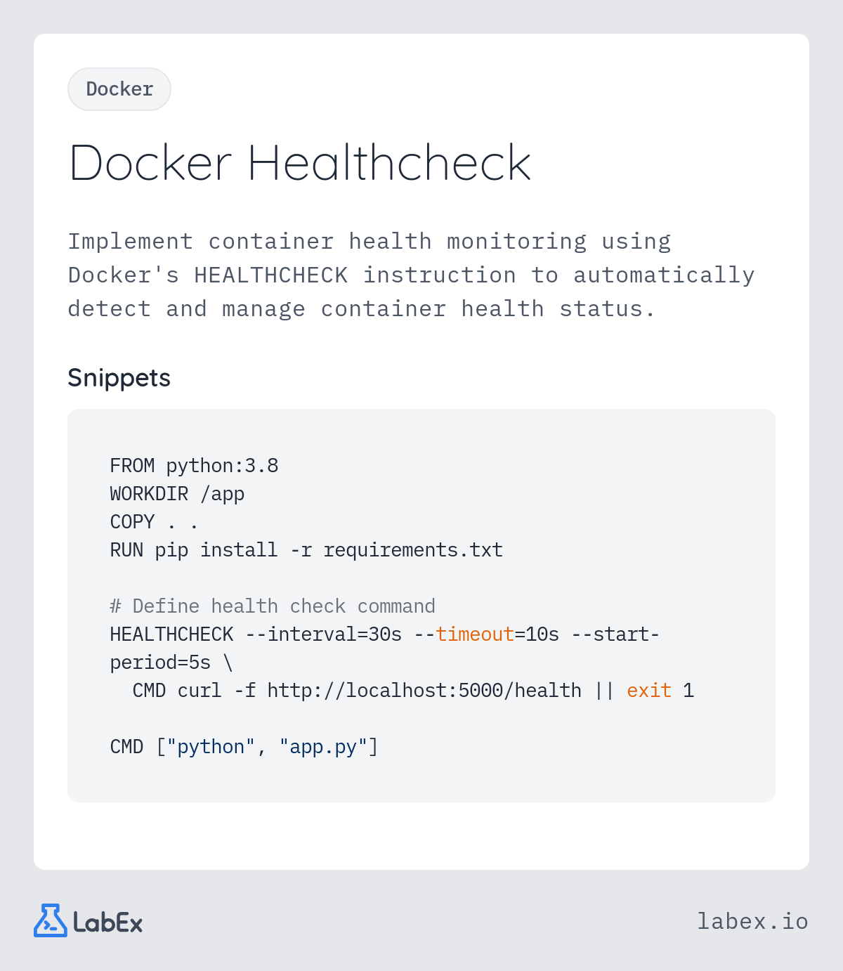 Docker Healthcheck programming concept visualization