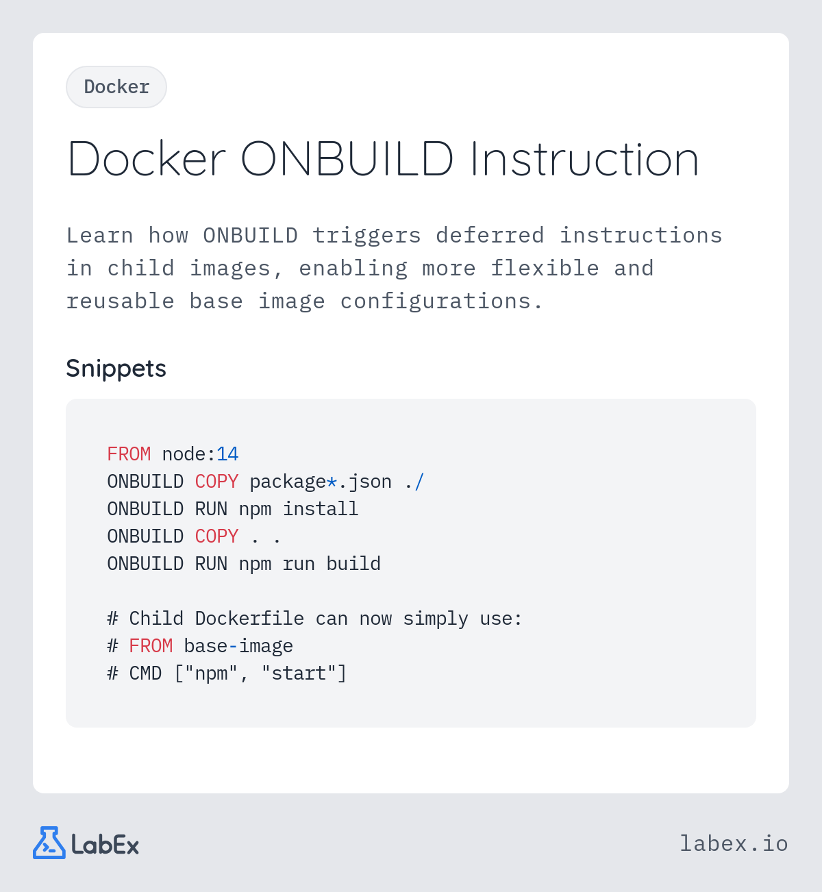 Docker ONBUILD Instruction programming concept visualization