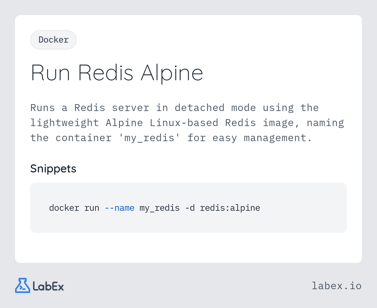 Run Redis Alpine programming concept visualization