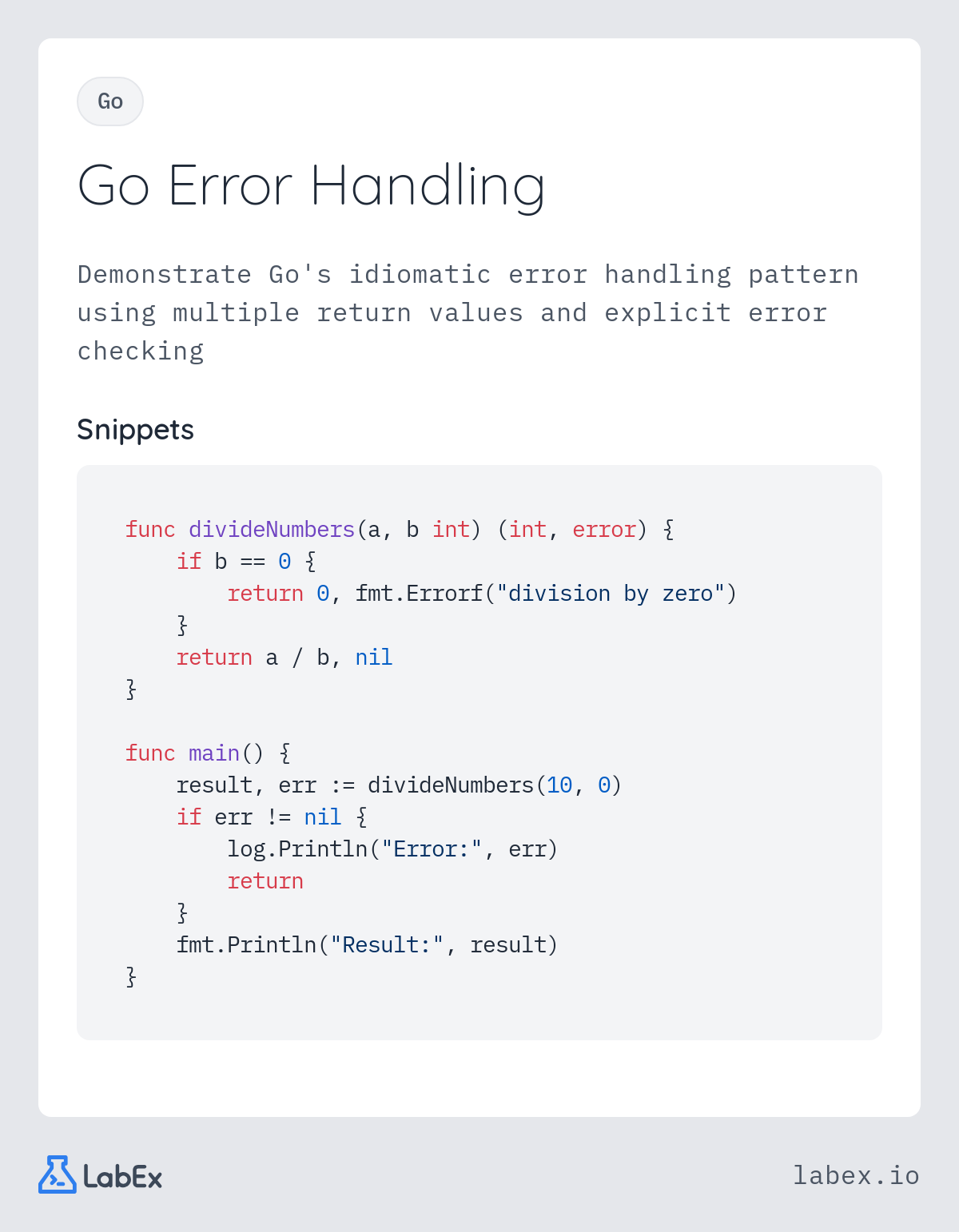 Go Error Handling programming concept visualization