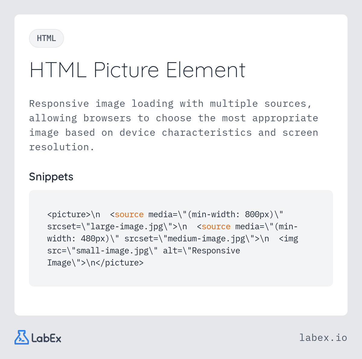 HTML Picture Element programming concept visualization