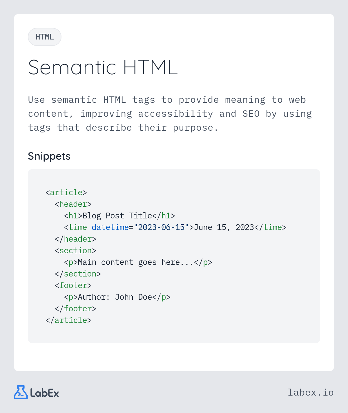 Semantic HTML programming concept visualization