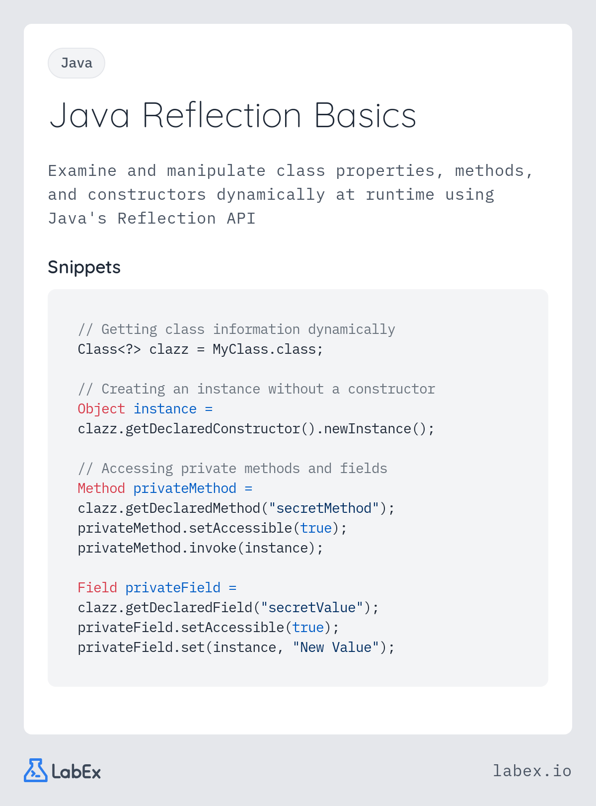 Java Reflection Basics programming concept visualization