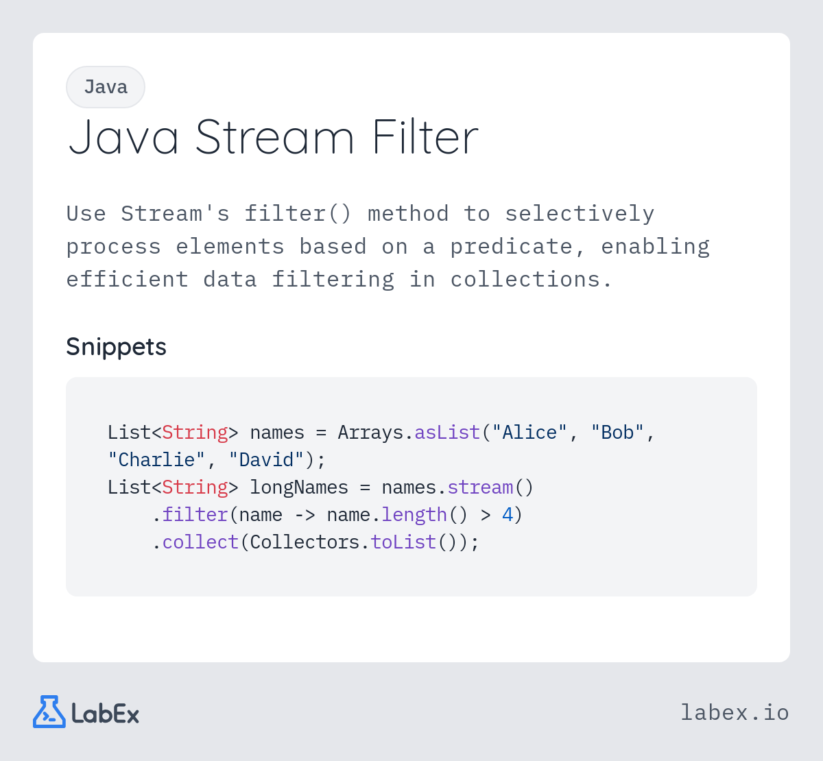 Java Stream Filter programming concept visualization