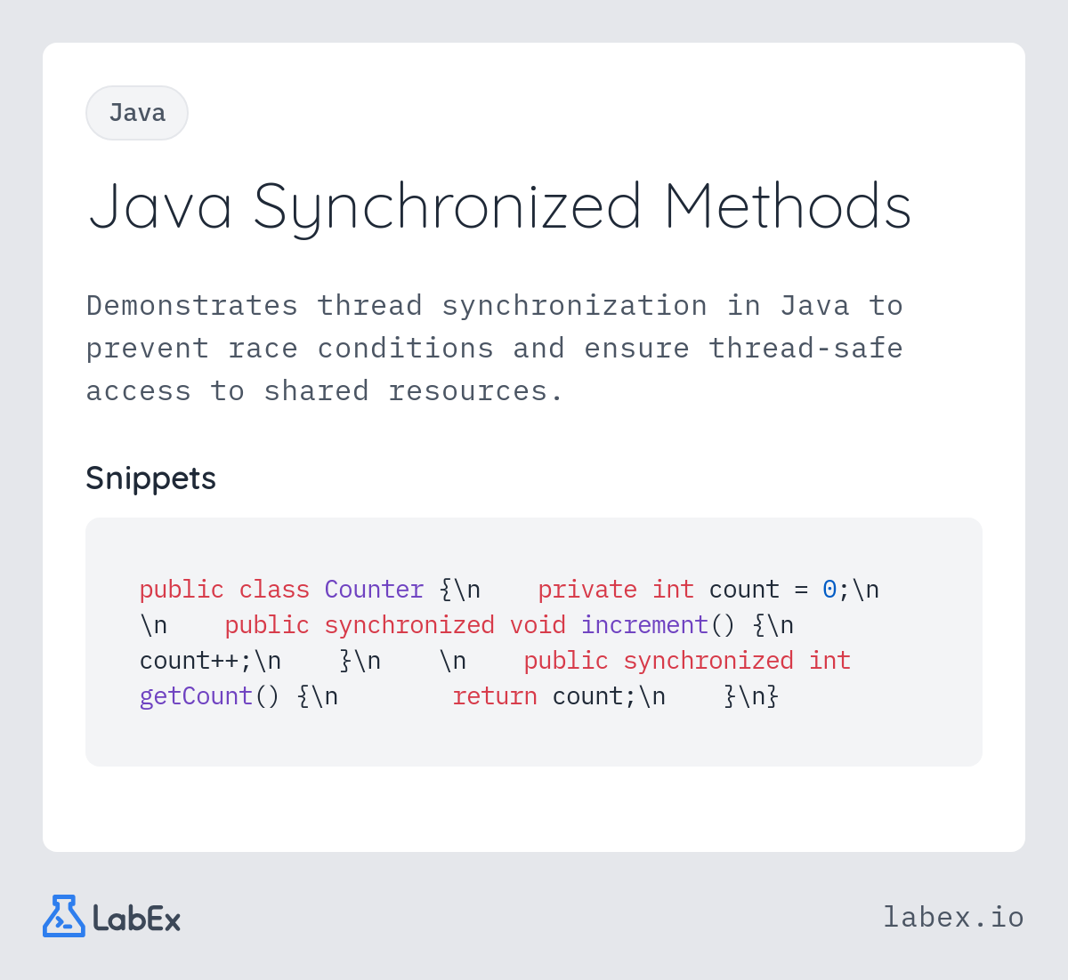 Java Synchronized Methods programming concept visualization