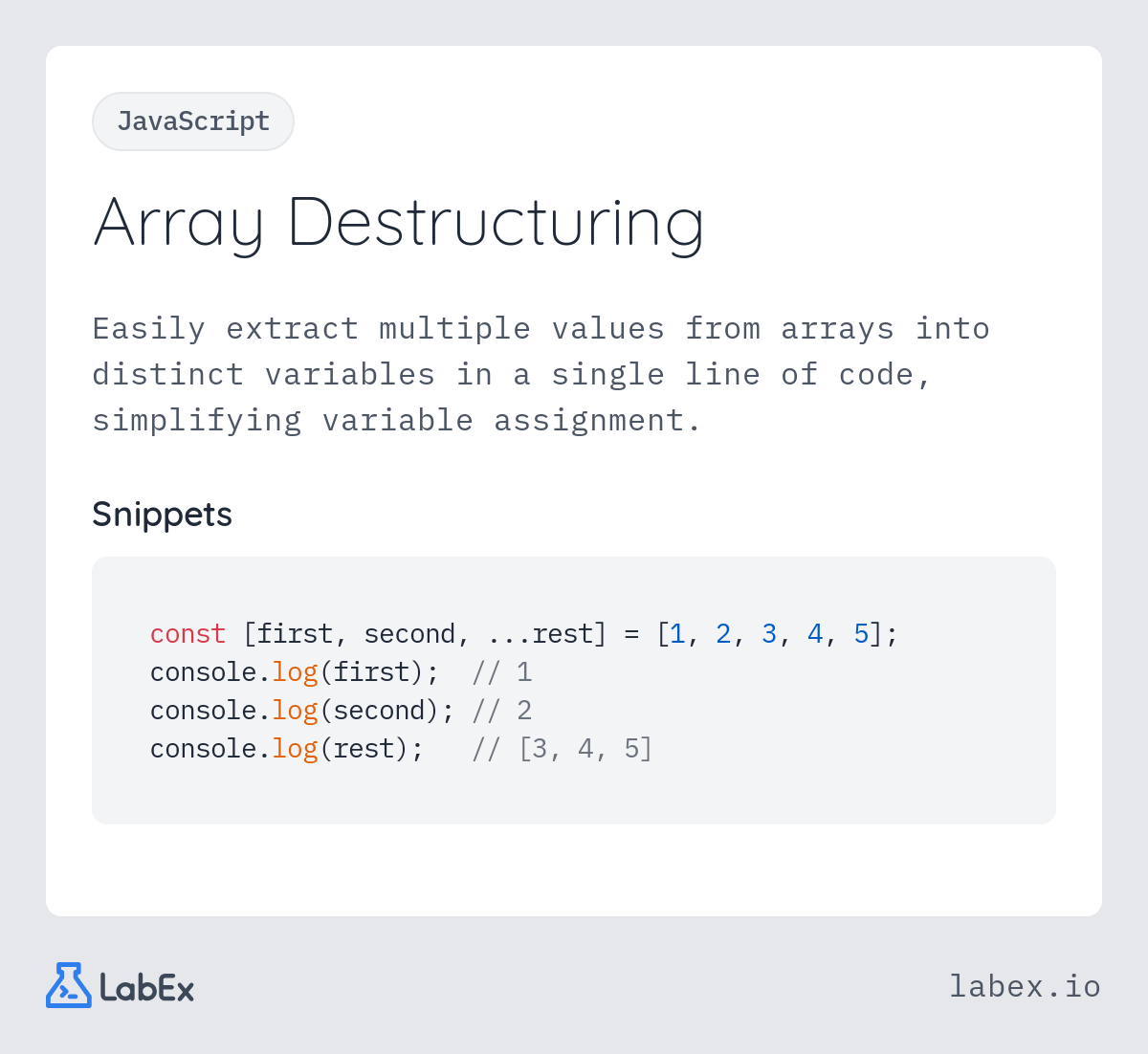 Array Destructuring programming concept visualization