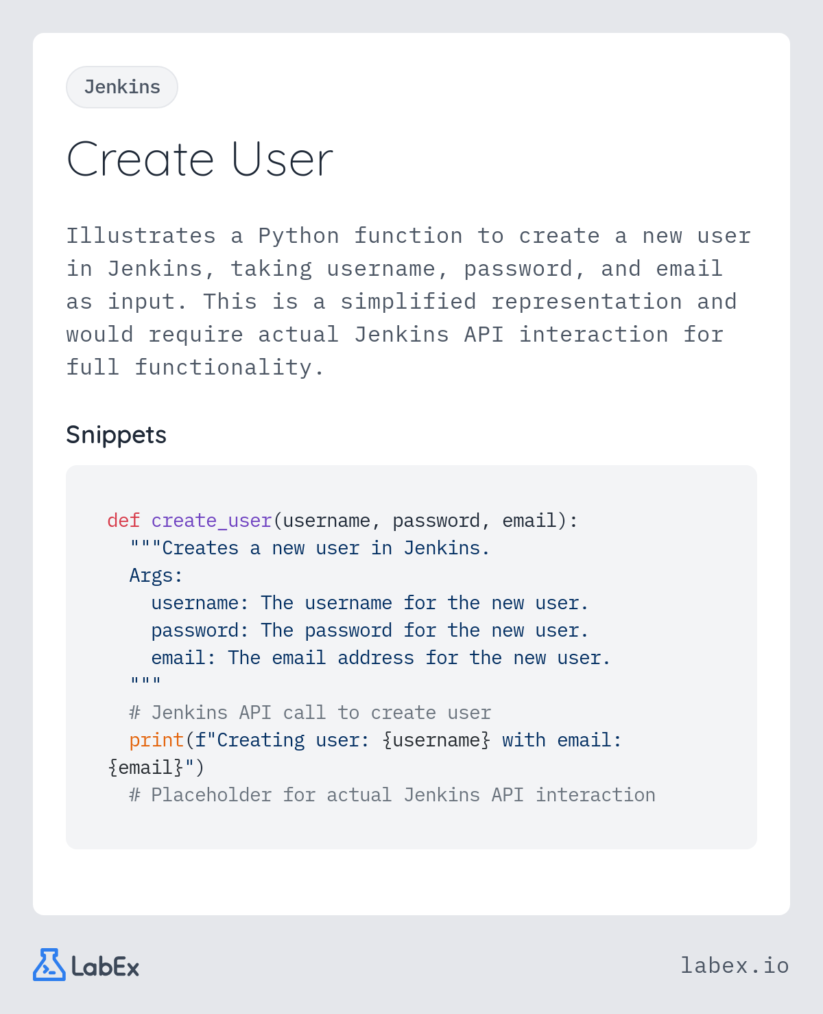 Create User programming concept visualization