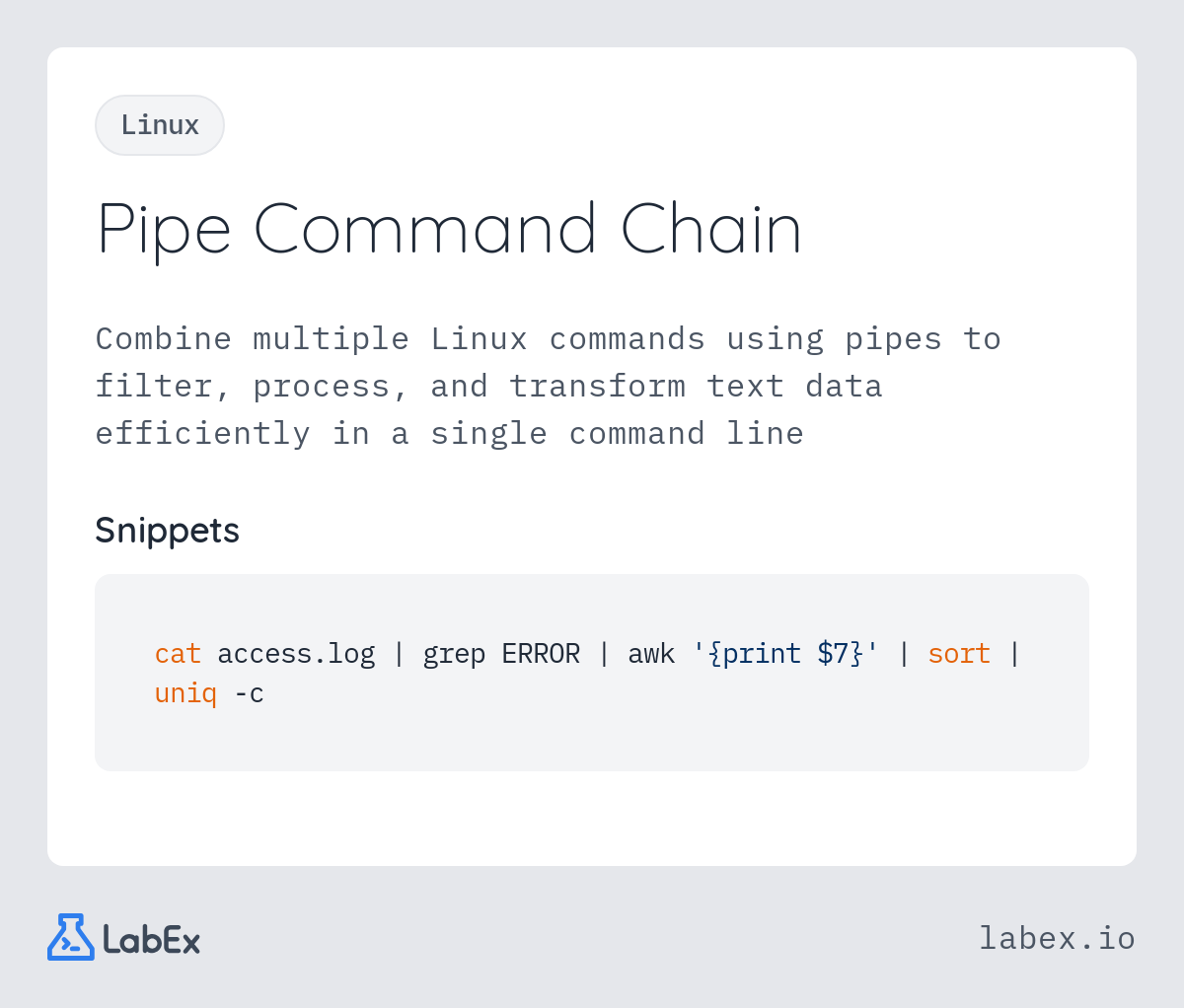 Pipe Command Chain programming concept visualization