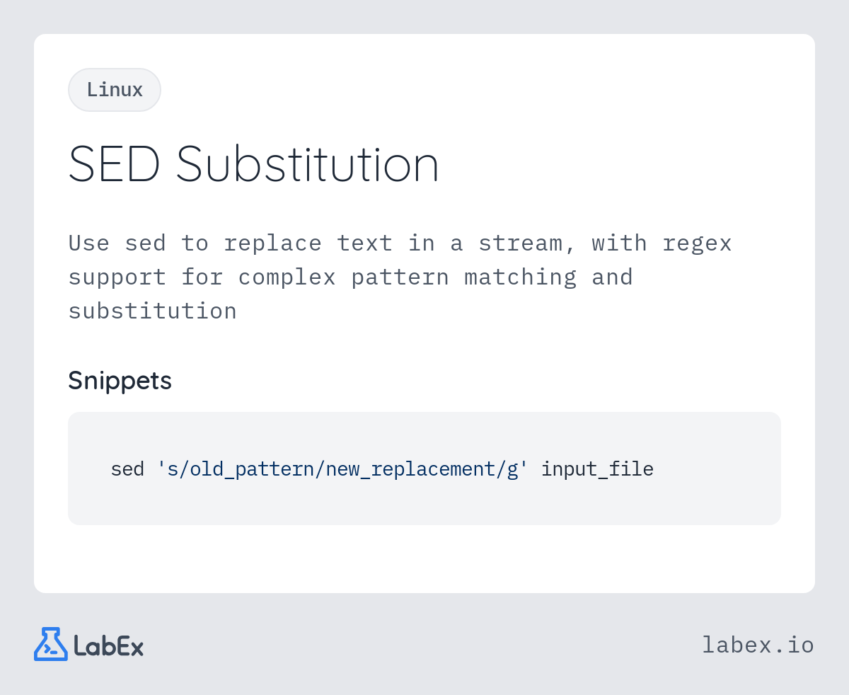 SED Substitution programming concept visualization