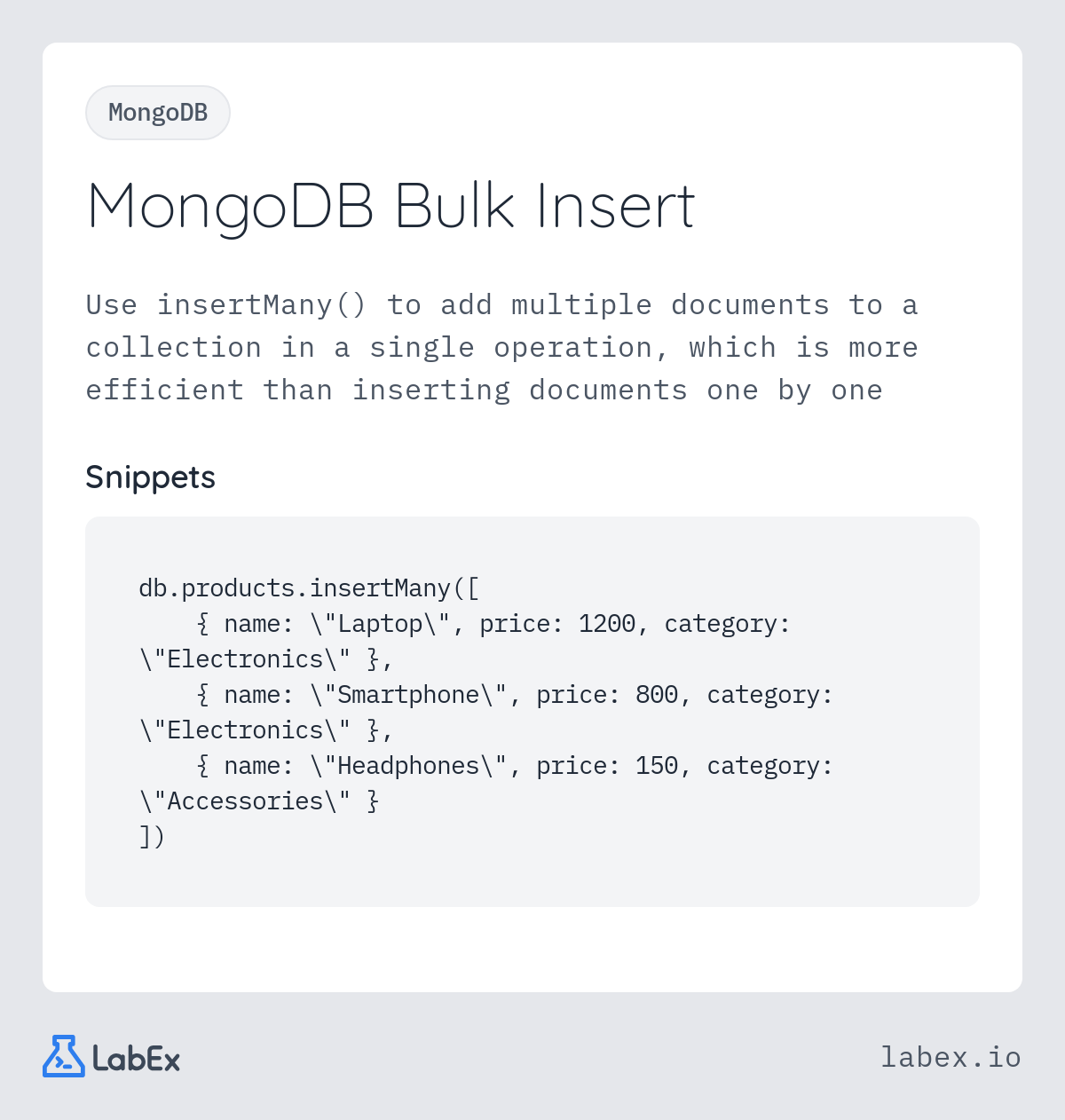 MongoDB Bulk Insert programming concept visualization