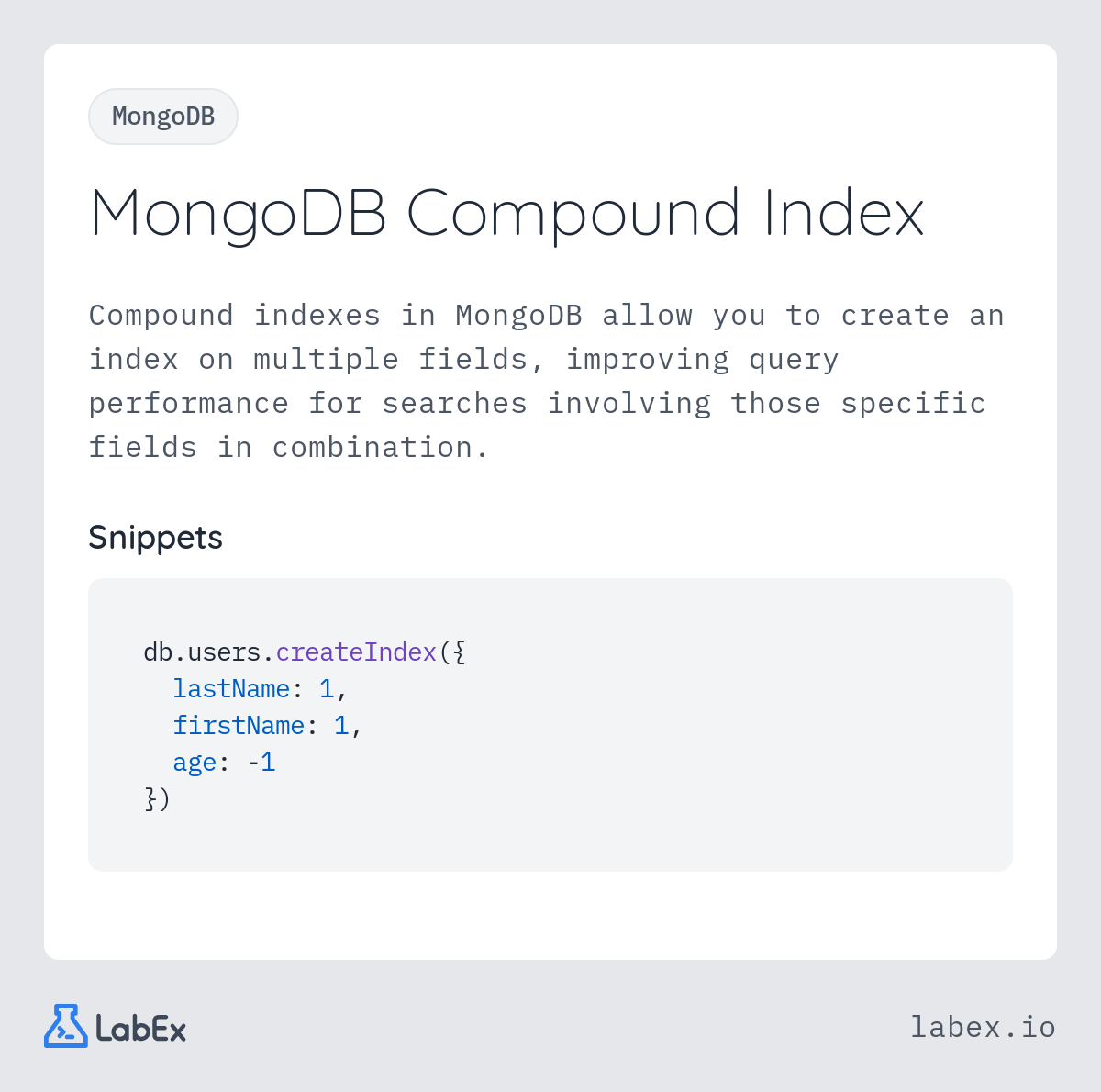 MongoDB Compound Index programming concept visualization