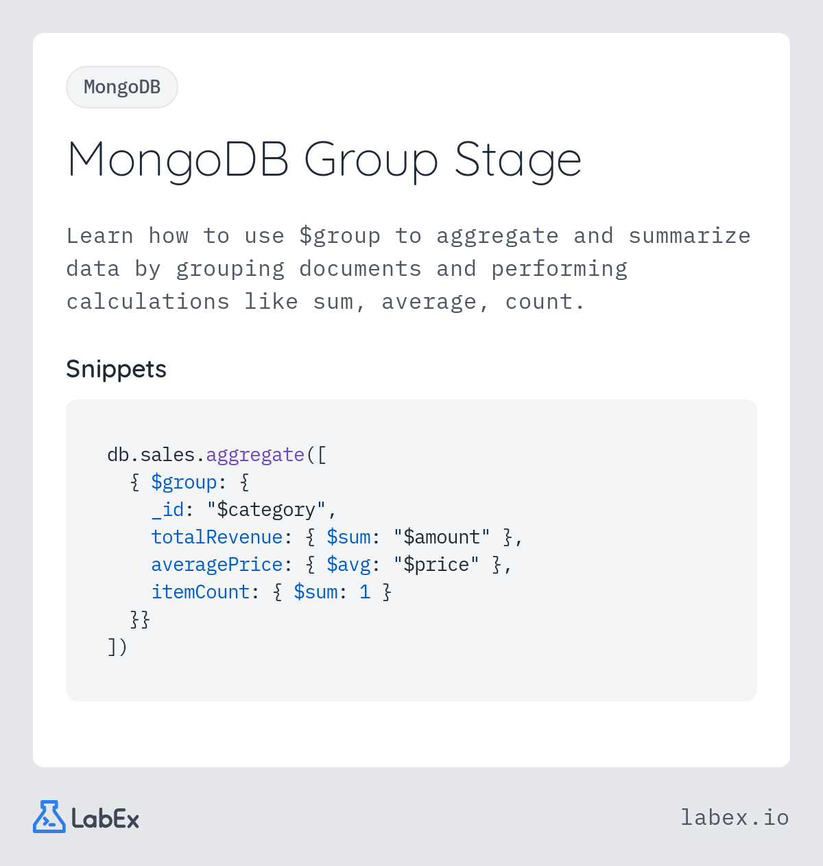 MongoDB Group Stage programming concept visualization