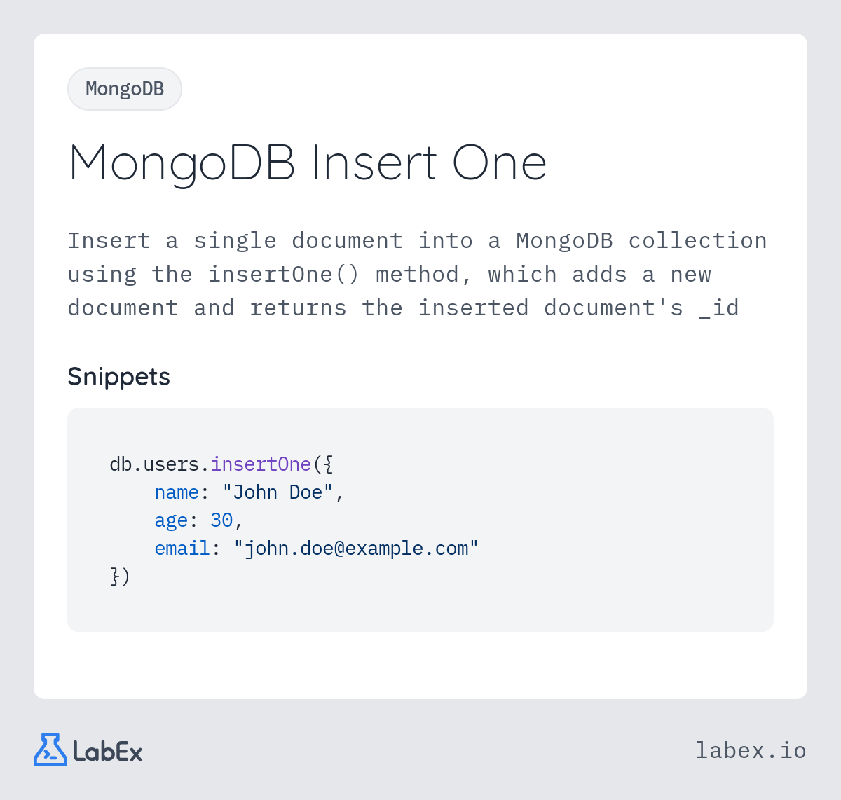 MongoDB Insert One programming concept visualization