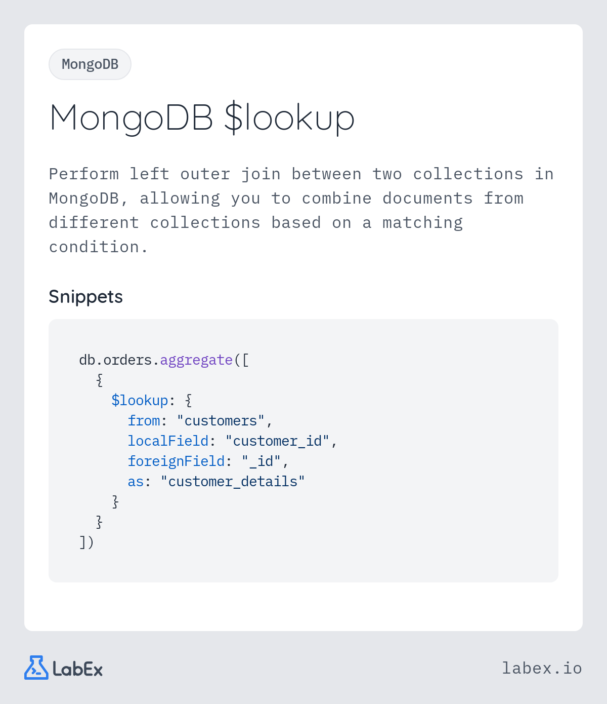 MongoDB $lookup programming concept visualization