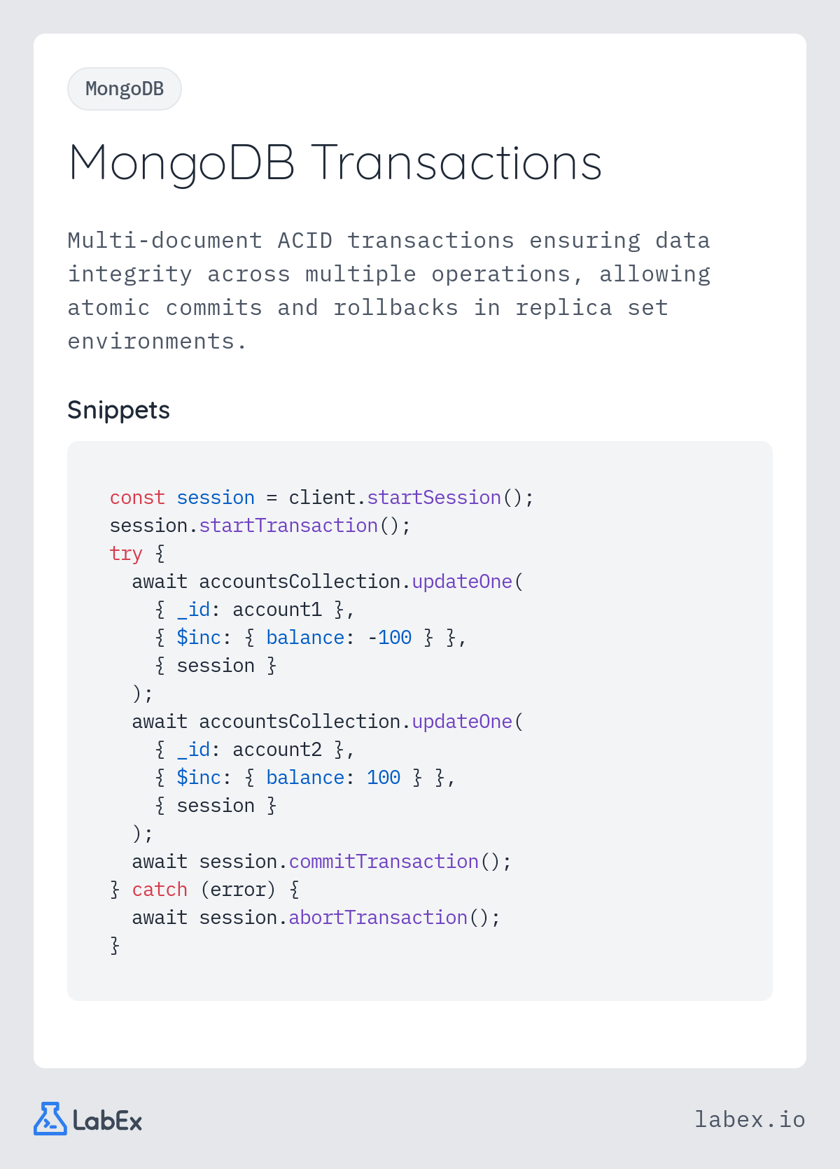 MongoDB Transactions programming concept visualization