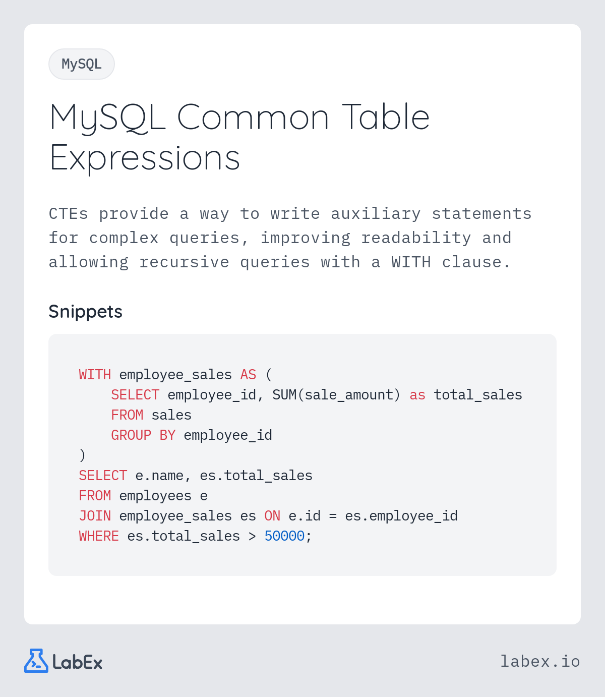 MySQL Common Table Expressions programming concept visualization