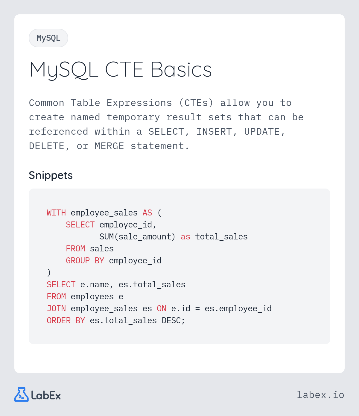 MySQL CTE Basics programming concept visualization