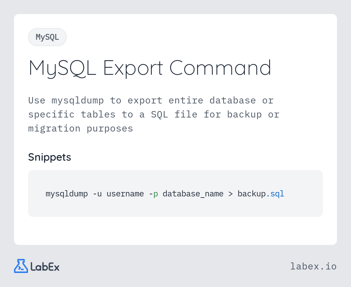 MySQL Export Command programming concept visualization