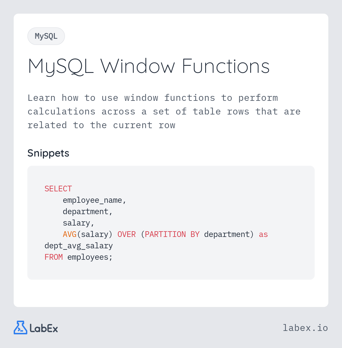 MySQL Window Functions programming concept visualization