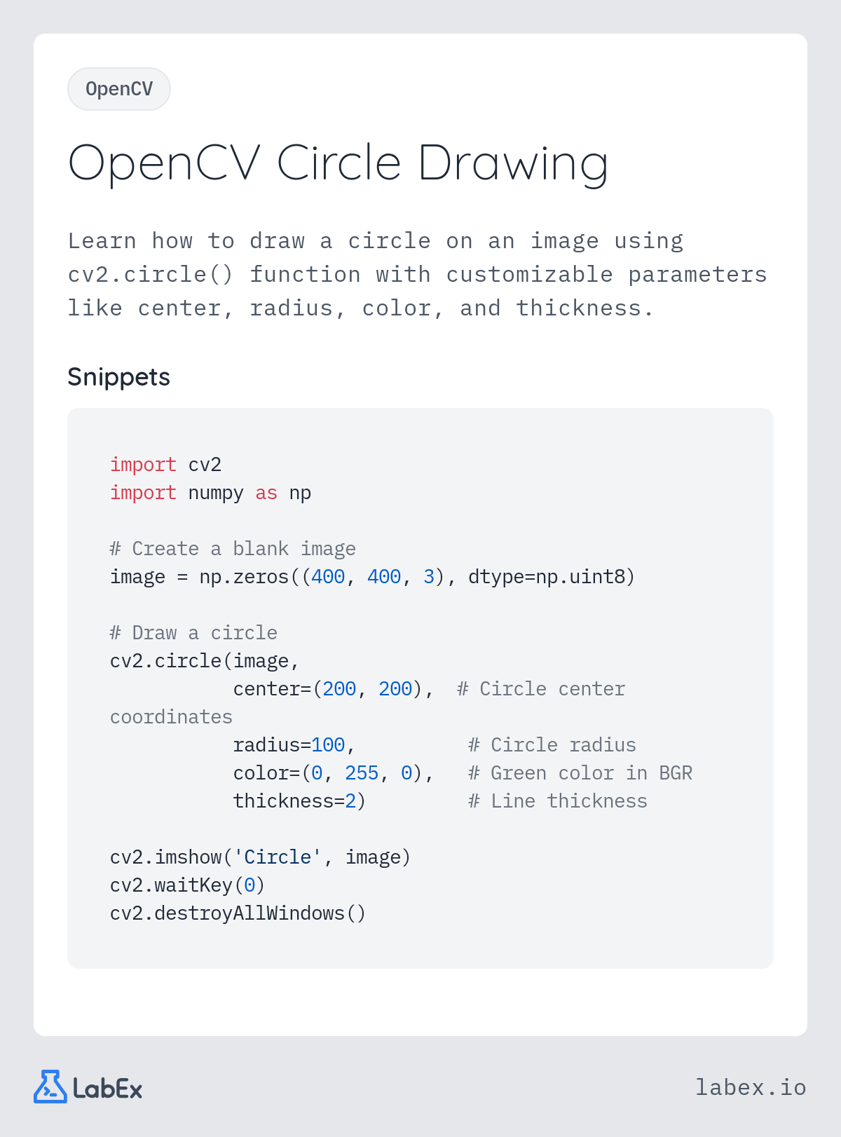 OpenCV Circle Drawing programming concept visualization