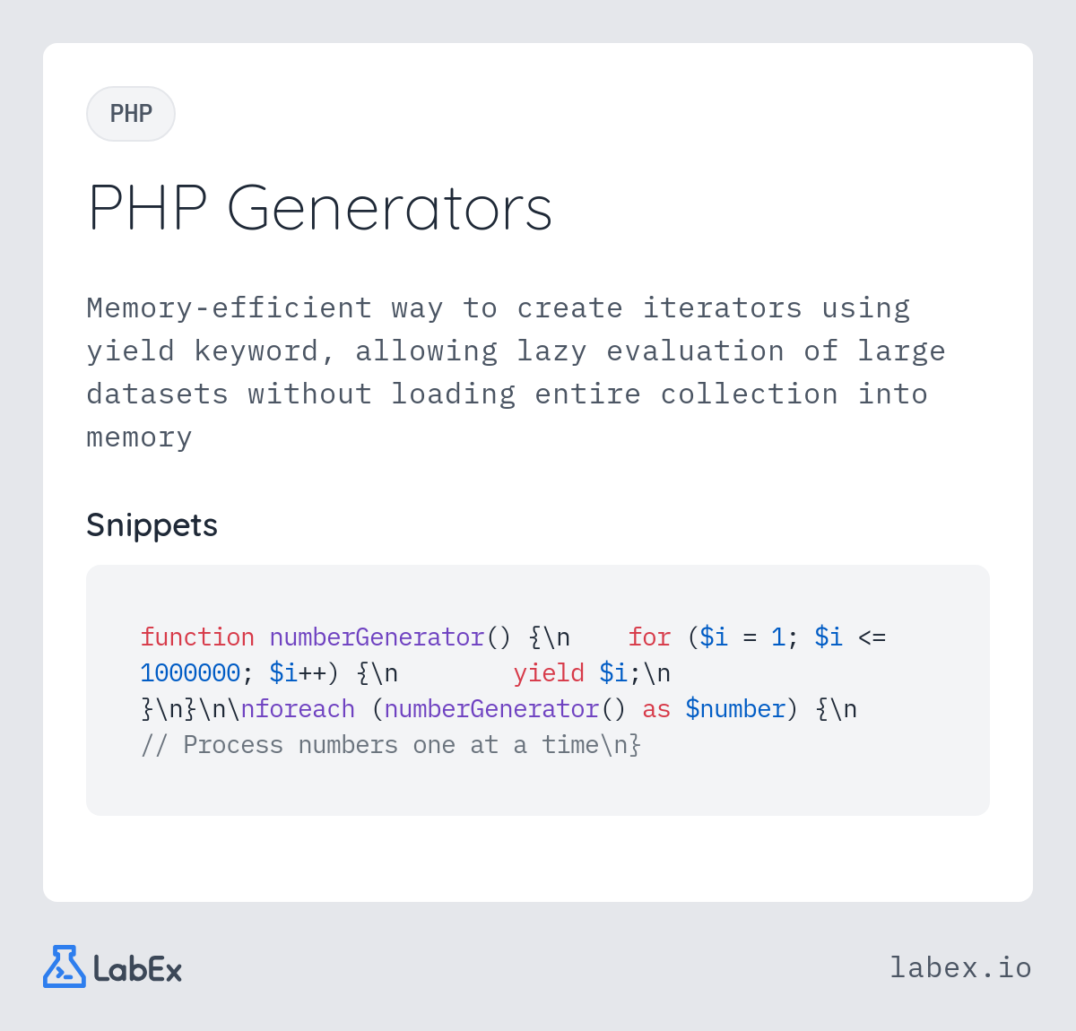 PHP Generators programming concept visualization