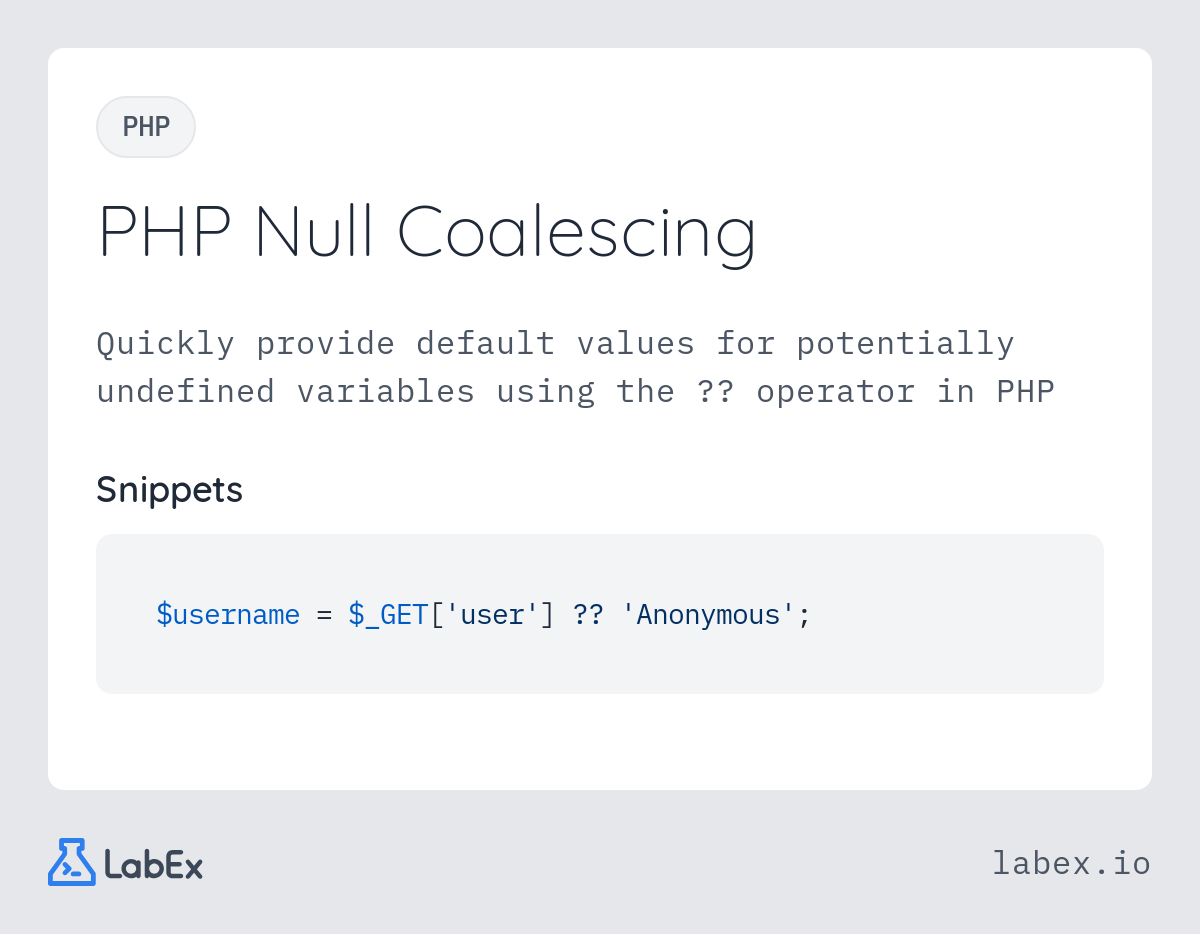 PHP Null Coalescing programming concept visualization