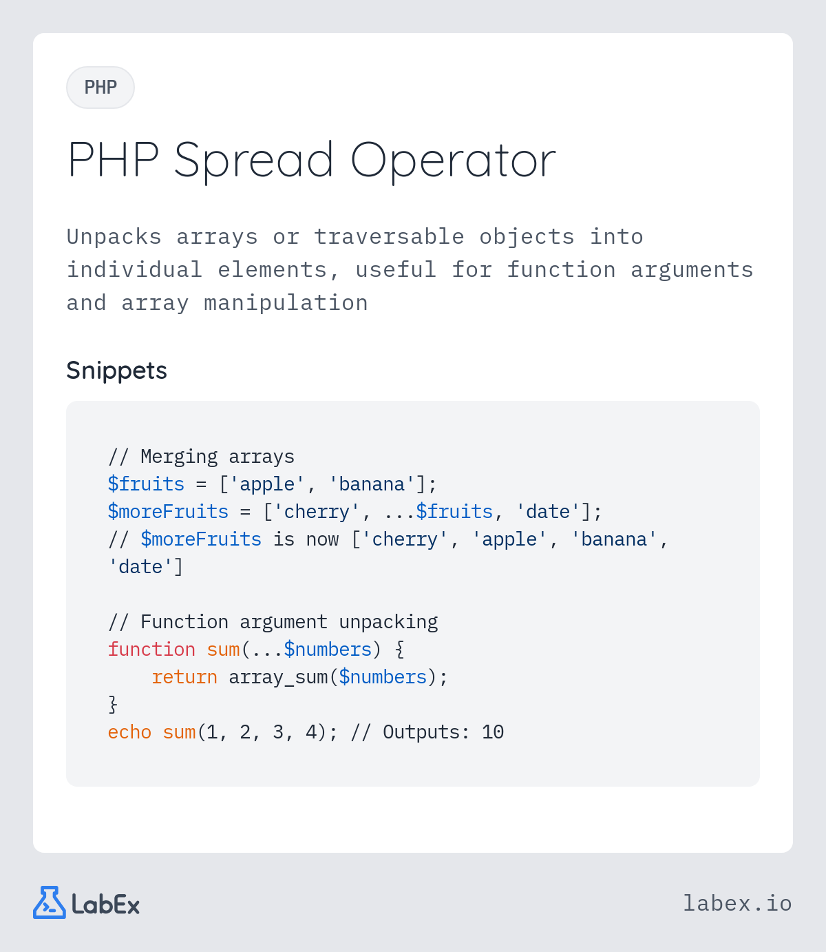 PHP Spread Operator programming concept visualization