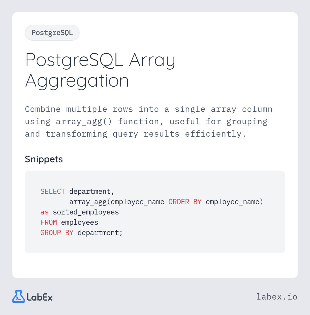 PostgreSQL Array Aggregation programming concept visualization