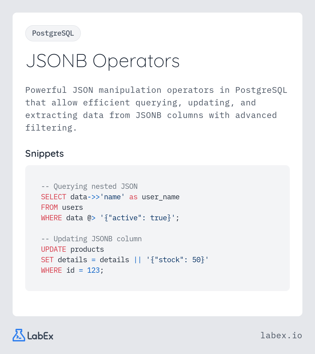 JSONB Operators programming concept visualization